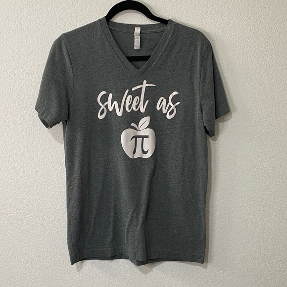 Tops - Gray 'Sweet as Apple Pi' V-Neck T-Shirt Graphic T-shirt Math Shirt